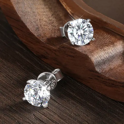 KNOBSPIN Moissanite 귀걸이 0.2-2ct D VVS1 GRA 인증 실험실 다이아몬드 4 클로 s925 스털링 실버 스터드 귀걸이 여성용 남성용