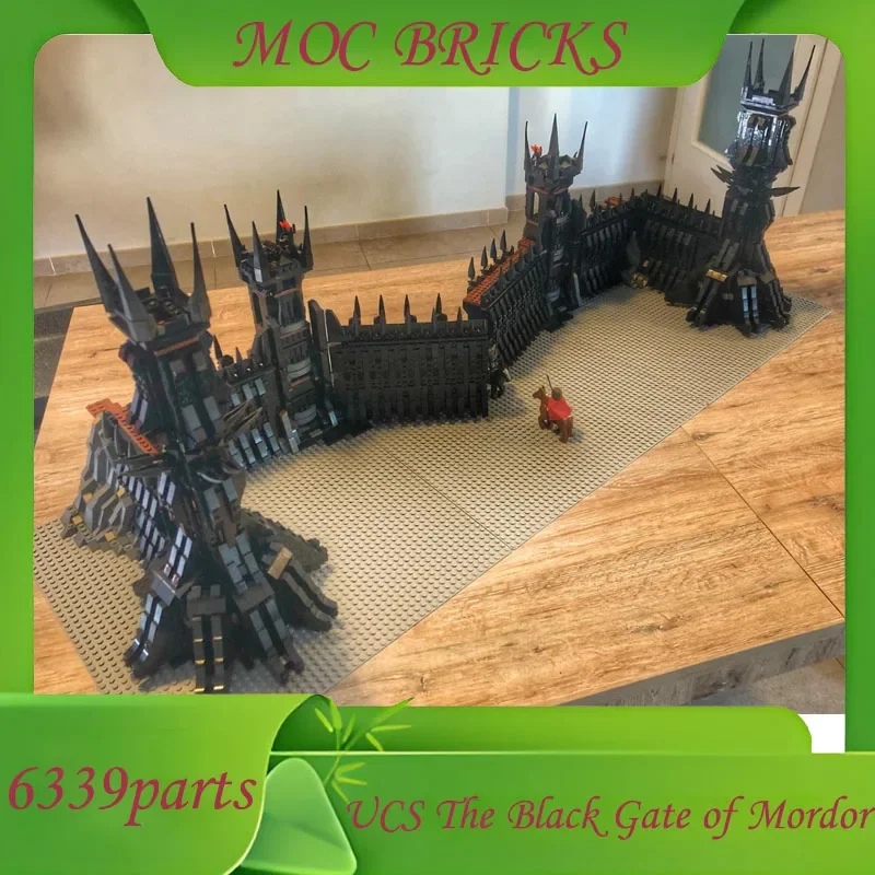 Настроить 6339 деталей MOC, креативный вид на улицу, UCS, черные ворота Мордора, модель строительных блоков, архитектура, образовательная игрушка в подарок