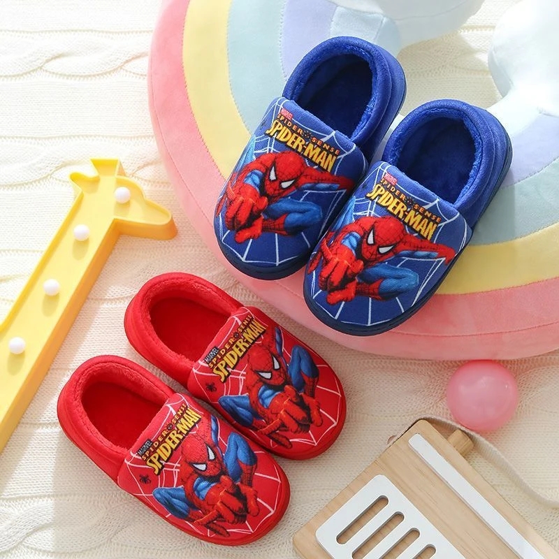 

Red Blue Black Children Spider Man Cottonslippers Fashion Casual Kids Cotton Shoes Indoor Home Wear Shoes For Baby Boys Winter