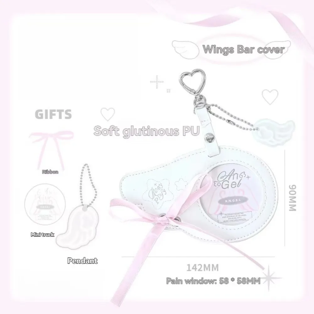 

New PU Leather Card Backpack Pendant Chain Kawaii Angel Wing Card Holder Girly Style Collectible Display Case Photo Cards