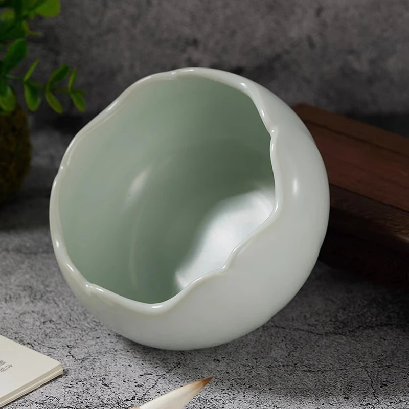 Chinese Ceramic Brush Washer for Calligraphy & Painting, Ink Dish, Traditional Art Supply Living Room and Art Studio Decorations