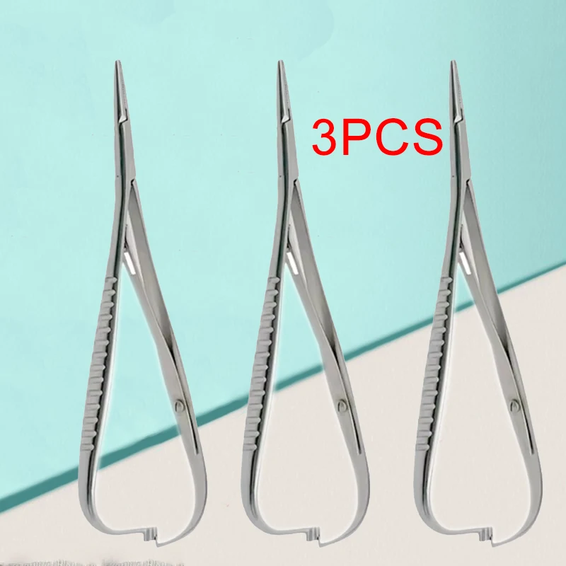 3PCS Dental Orthodontic Elastic Placement Ligature Tie Holder Mathieu Extra Fine Beak Ligation Ring Hemostatic Forceps Dental