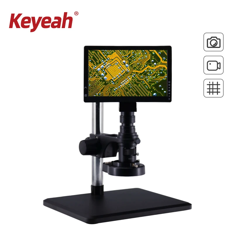 USB Industrial Digital Video Monocular Microscope 9-inch screen with camera Continuous Zoom C-Mount Soldering Phone Repair Tools