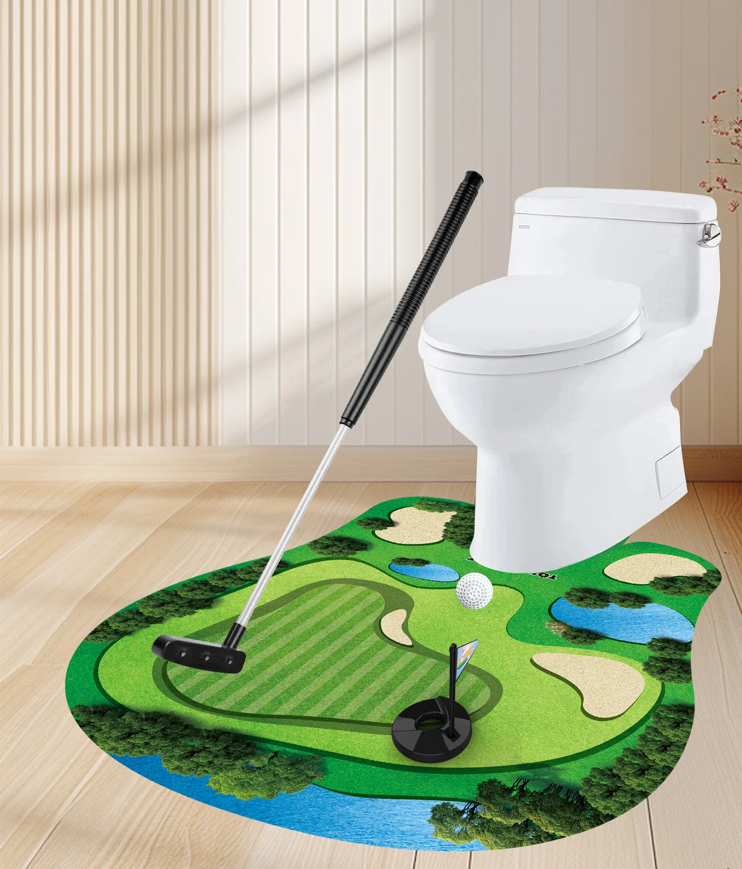 Golf Putting Mat - Funny Toilet Mini Golf Game Set