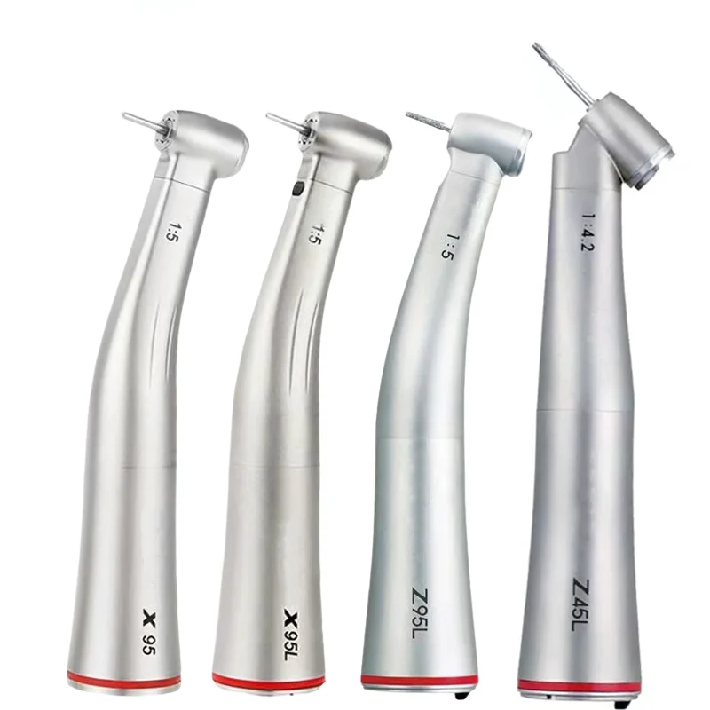 contraangulo Dental 1:5 Increasing Speed Handpiece Against Contra Angle LED Optic Fiber Quattro Spray Red Rings Dentista Tools