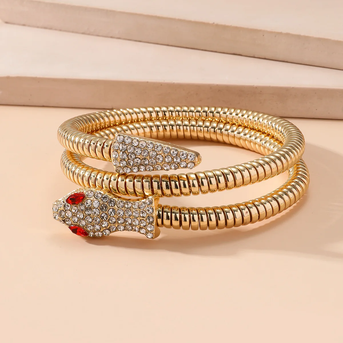European and American cross-border exaggerated snake-shaped diamond-encrusted twist cross opening personalized light luxury high