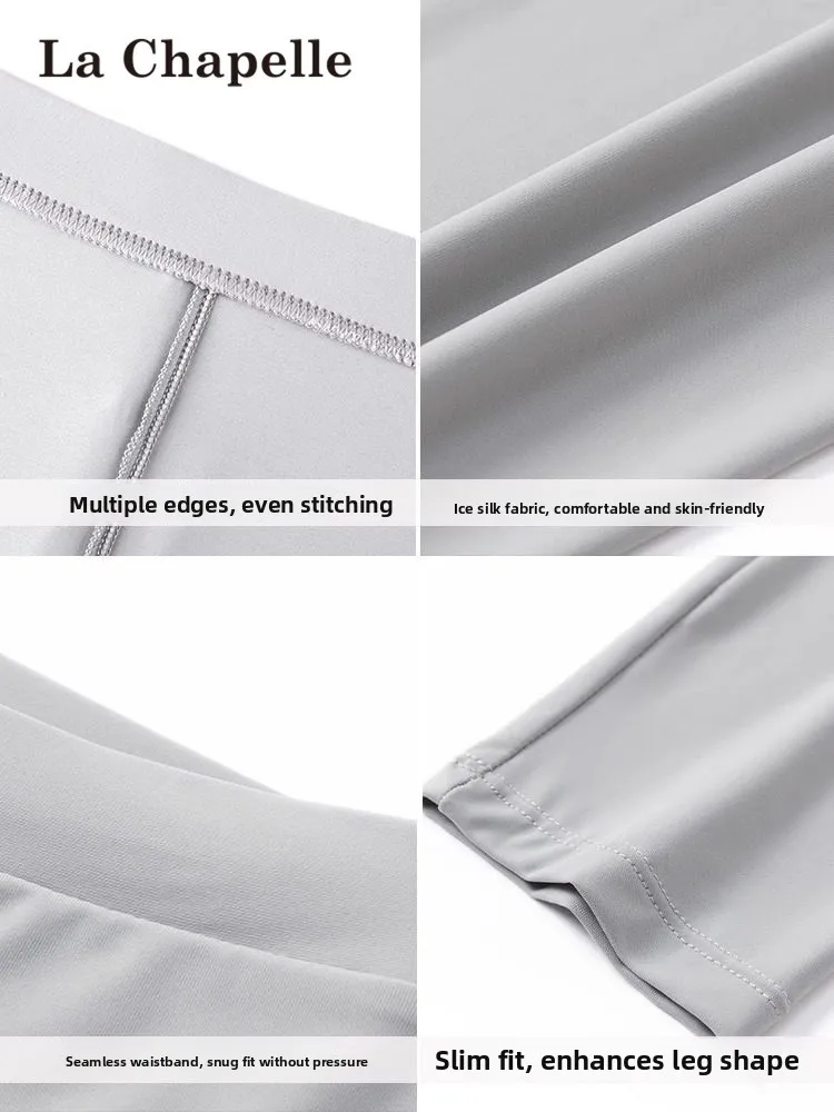 라 샤펠 아이스 실크 요가 팬츠 여성용 얇은 여름용 신축성 있는 9부 스킨 타이트 핏 베이스 레이어 팬츠 부드럽고 신축성 있음