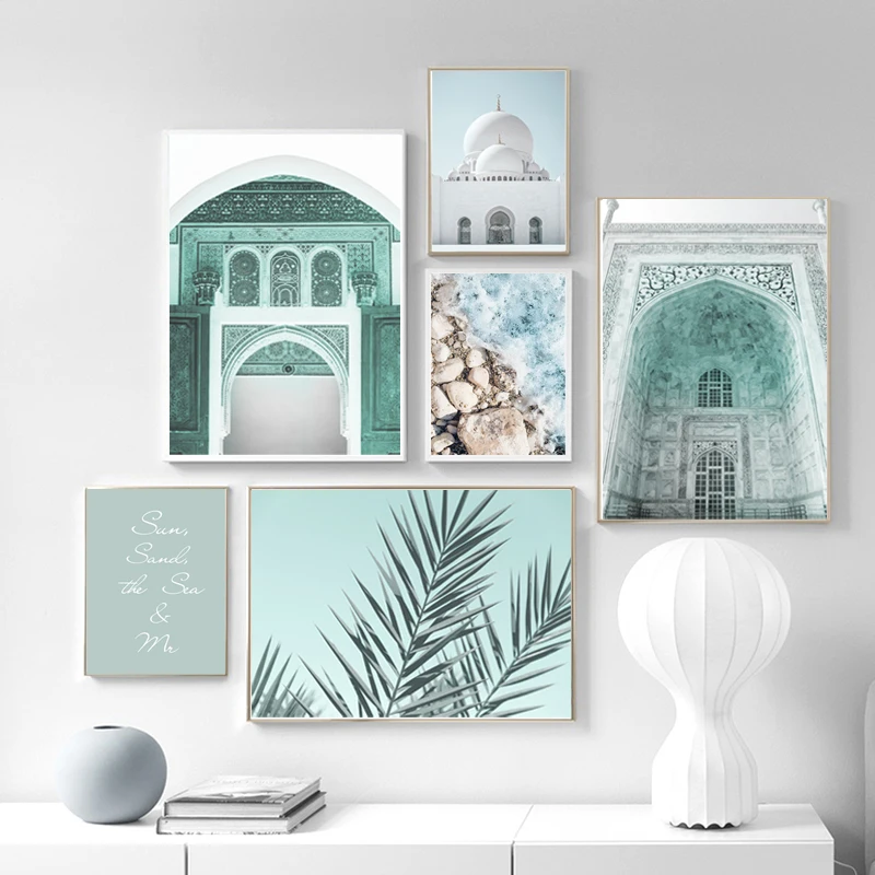 

Arabic Mosque Moroccan Door Islamic Art Poster Canvas Print Wall Architecture Landscape Picture Bohemian Decorative Painting