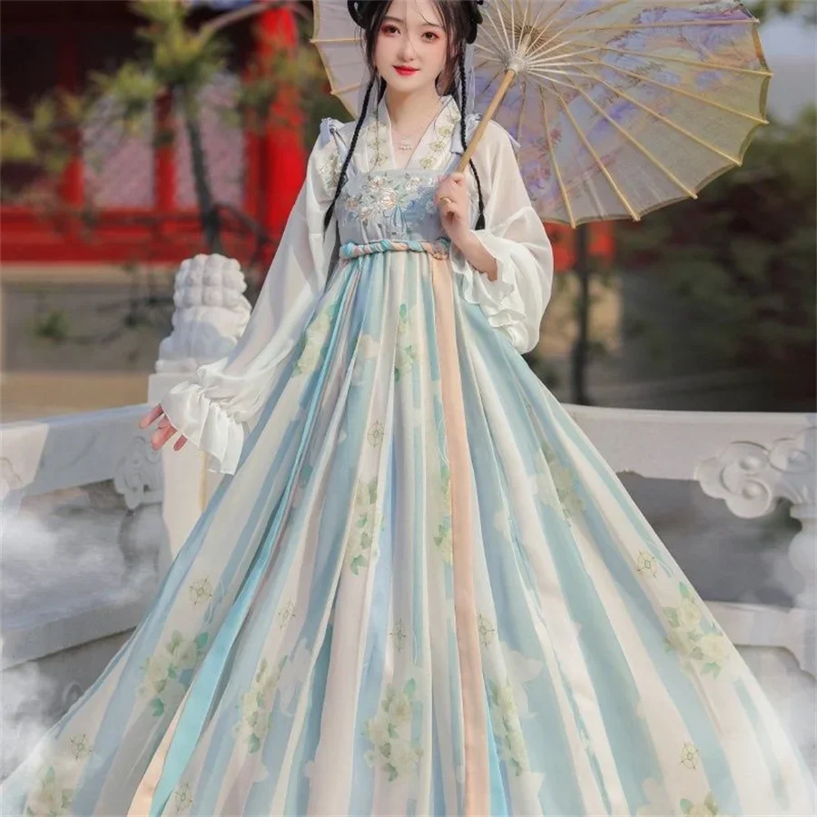 جديد Hanfu الصين عود التقليدية Hanfu مجموعة Vrouwelijke تأثيري حلي زومر رسوم Hanfu فقدان باك الصينية Jurk