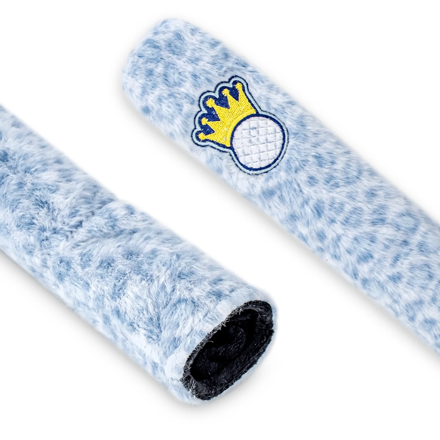 1PC Fluffy Plush Crown Golf Alignment Stick Cover, Blue Leopard Print Golf Direction Rod Protective Case, Portable Golf Training