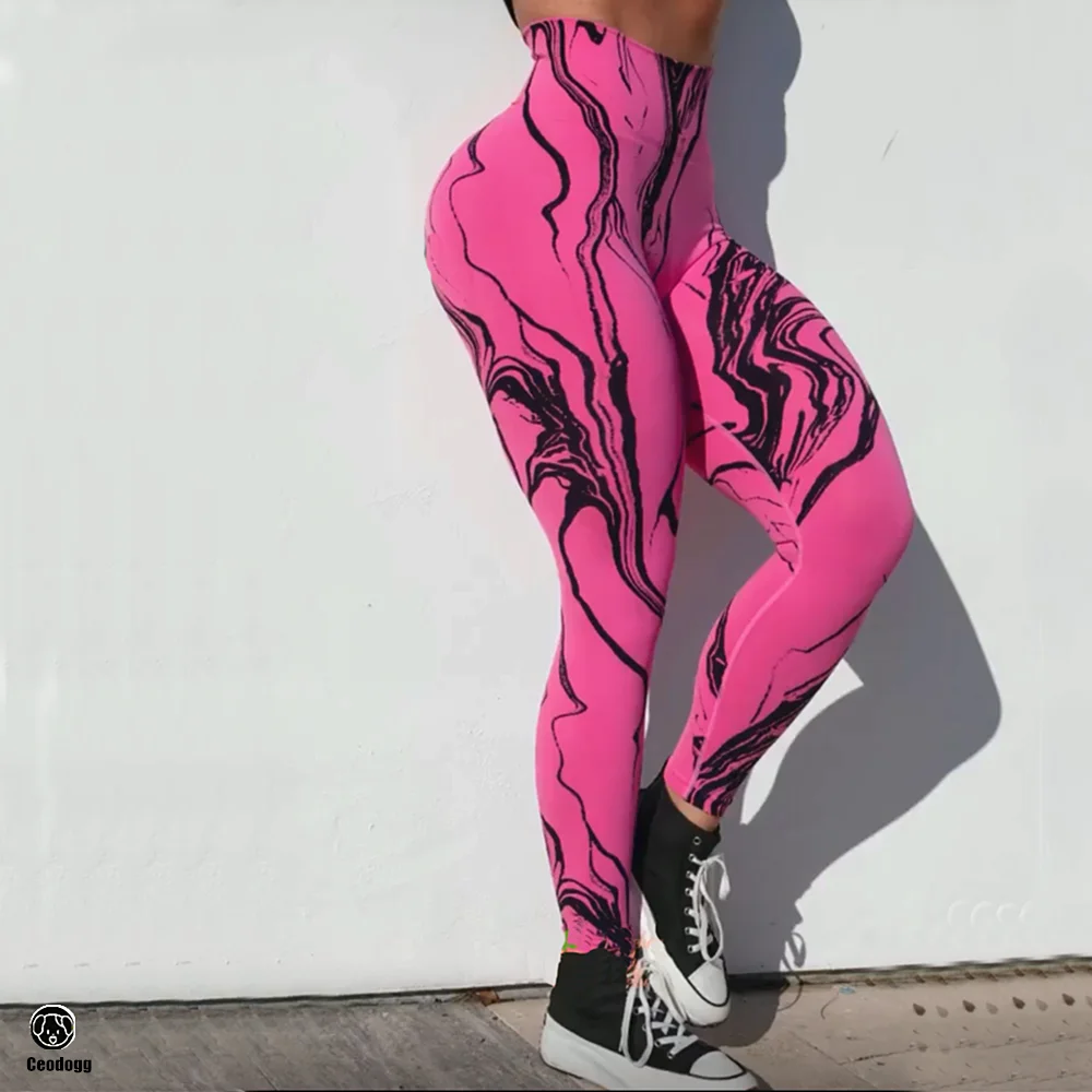 2024 Stripe Women Peach Scrunch Seamless Tummy Control Yoga Pants Gym Tights High Waist Sport Leggings Running Pants