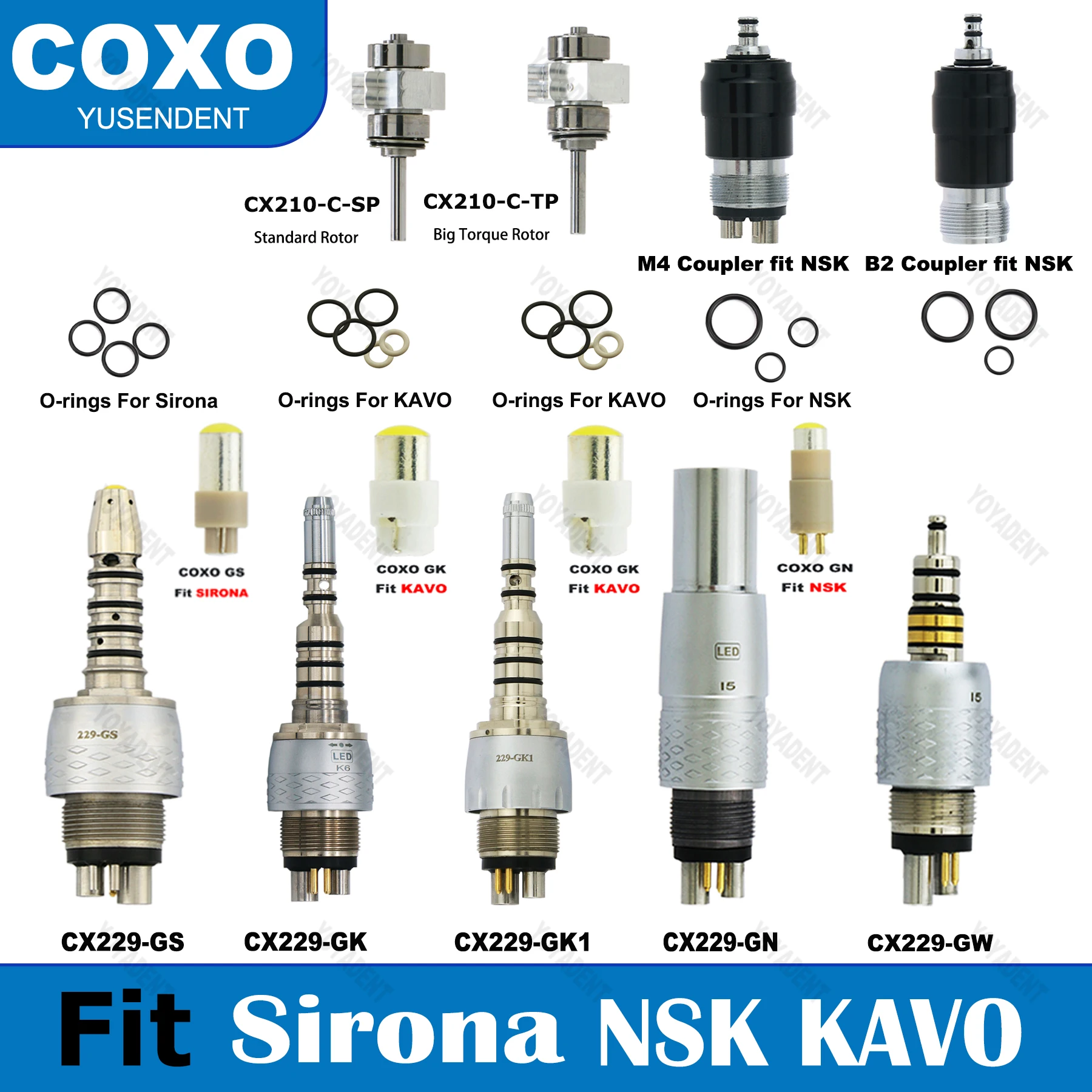 Dental Turbine Coupler Spare Bulb Seal Coupling O Rings For KAVO NSK Sirona Bein-Air High Speed Handpiece