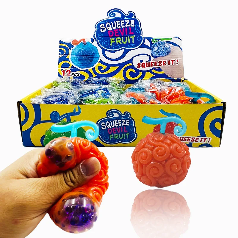 Luffy 1 Piece Cursed Devil Fruit Squishy Toys Figure Kawaii Squish Relief Squeeze Anti Stress Squishy Ball Grape Squeeze Toy