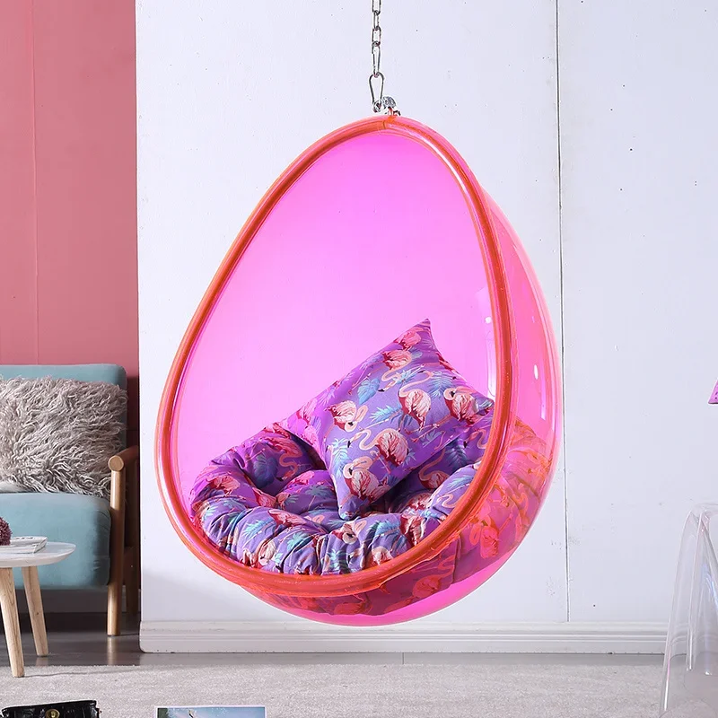 Net red transparent bubble hemispheric acrylic hanging basket indoor outdoor balcony courtyard plastic space swing hanging chair