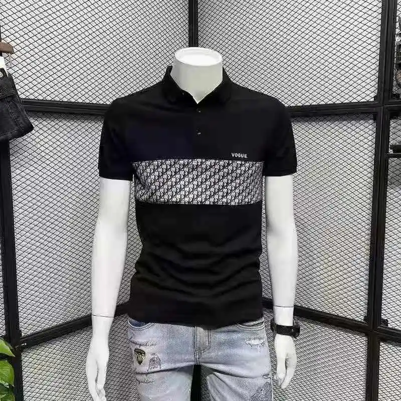 

Sli Slim Fit ort Sve irt for Men Faionable Turn down Collar Summer T-irt Versatile High End Urban Wear