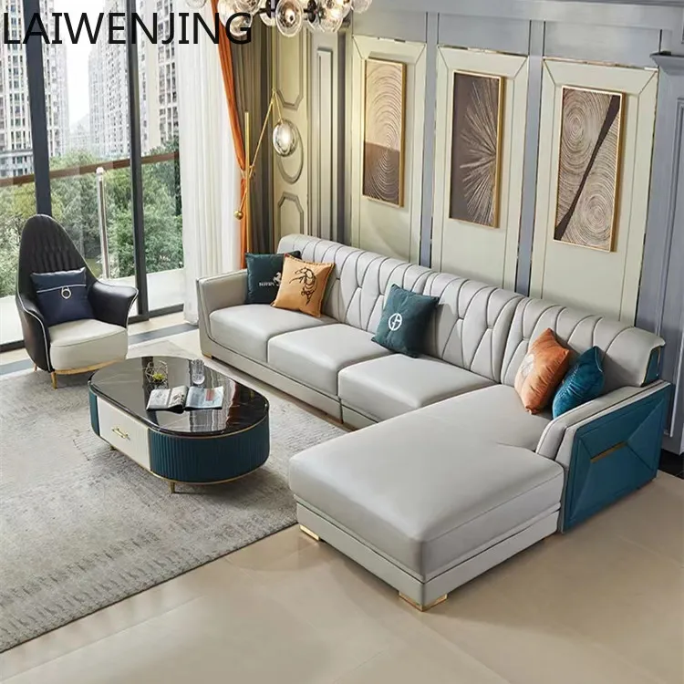 

SGF Modern Minimalist Sofa Light Luxury Home Corner Genuine Leather High-End Sofa Set