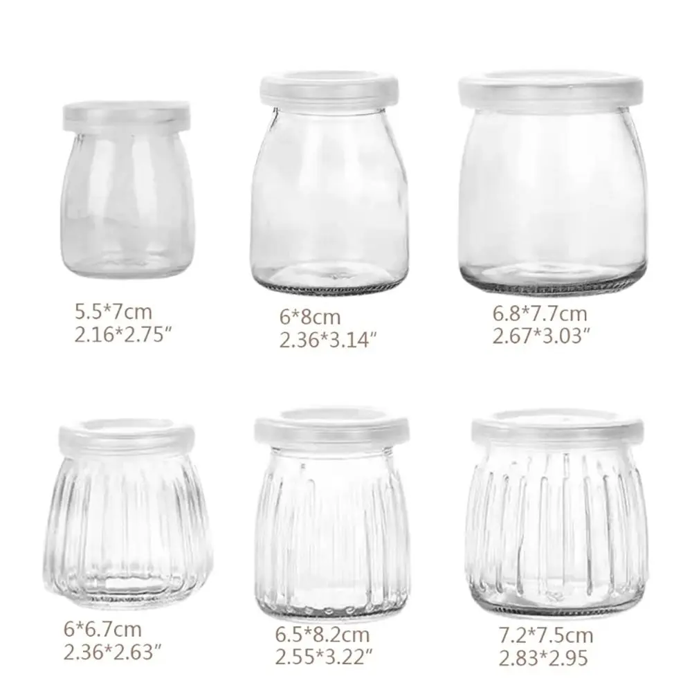 1PC 100/150/200ML Glass Storage Cup​s Pudding Jars Wishing Bottle High Temperature Resistant With Lid Yogurt Baby Food Container