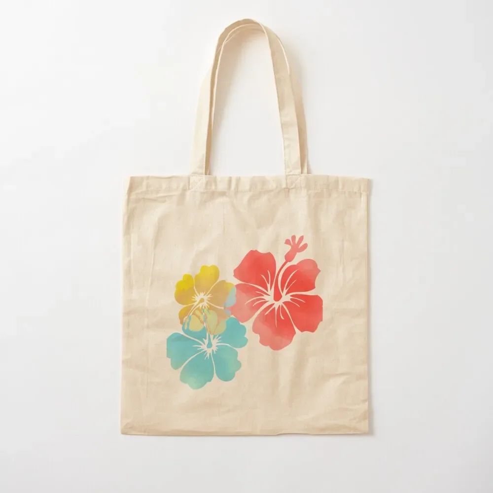 

Hawaii Hibiscus, Orange, Yellow and Aqua Blue Tote Bag Women's shopping bag canvas tote bag Shopper handbag woman shopping