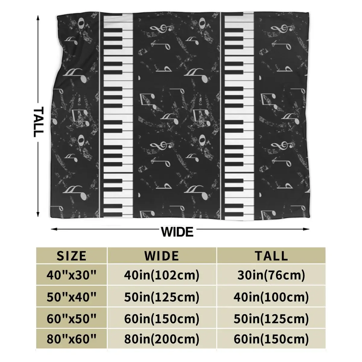 Black And White Piano Music Pattern Blankets Soft Warm Flannel Throw Blanket Bedding for Bed Living room Picnic Travel Home Sofa