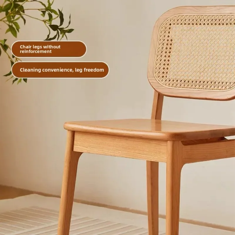 Solid Wood Backrest Casual Japanese Minimalist Woven Chair Accent Chair Chaise Cherry Wood Dining Chair Nordic Home Office