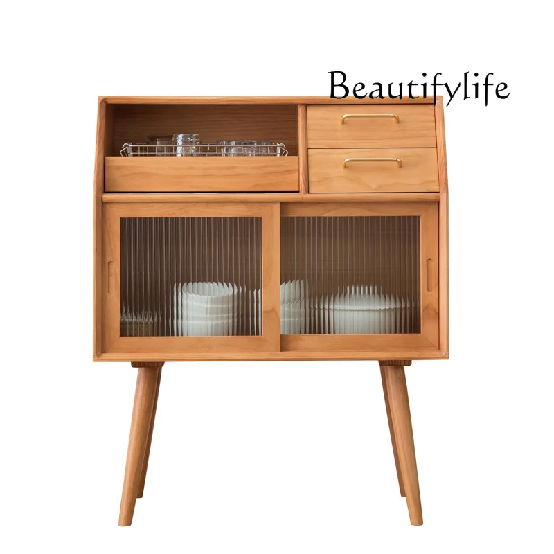 

Nordic Side Cabinet Wall Modern Minimalist Living Room Storage Cabinet Japanese Solid Wood Storage Tea Cabinet