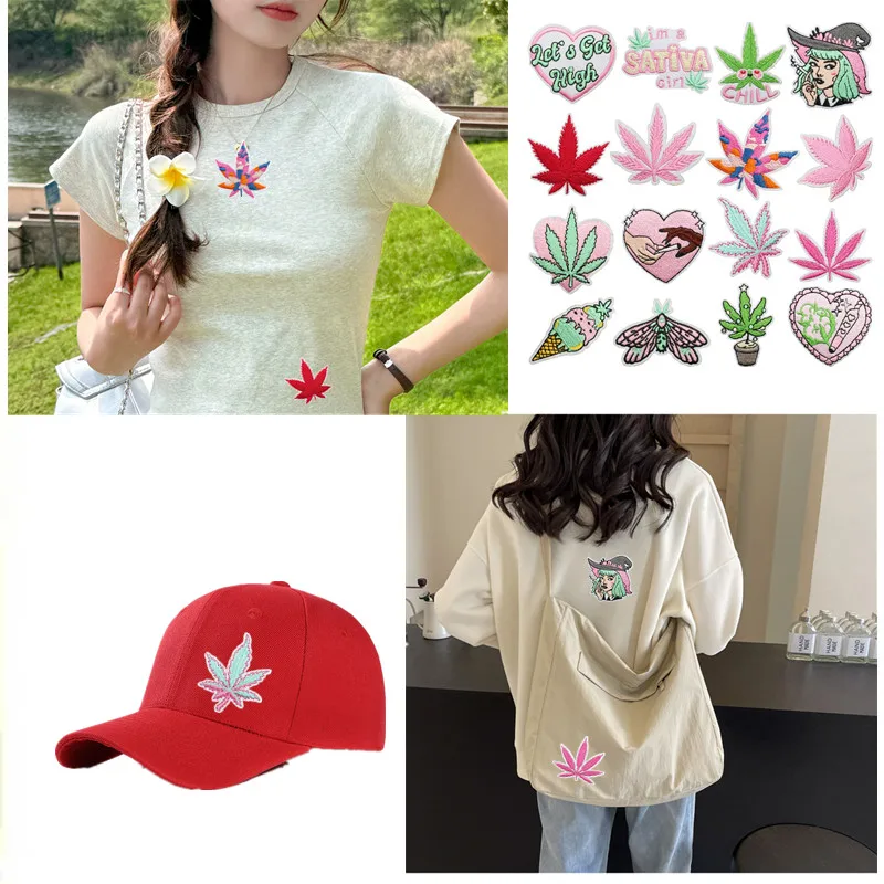 

Maple Leaf Girl Embroidery Sew/Iron On Patches Stickers for DIY Clothing Hat Coats Jeans T-shirt Sweaters Shoes Bags Socks