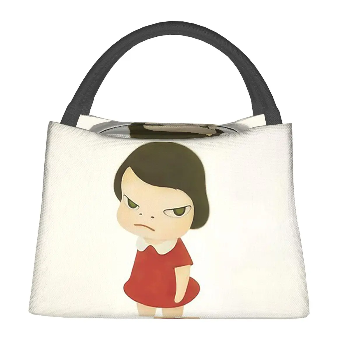 Yoshimoto Nara Cute Baby Girl In A Red Dress Lunch Bags Bento Box Lunch Tote Picnic Bags Cooler Thermal Bag for Woman School