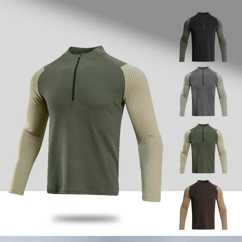 

Men's Fashion Jogging Casual Training Clothes Loose Gym Fitness Sports Zipper Long Sleeve T-shirt Bodybuilding Sweatshirt