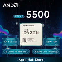 NEW AMD Ryzen 5 5500 3.6GHz 7NM Socket AM4 L3=16M DDR4 6-Core 12-Thread R5 5500 Processor 65W but No Fan