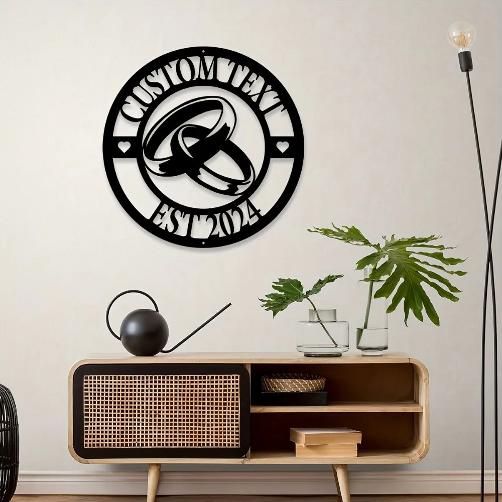 Personalized Metal Ring Wall Sculptures Customize Family Name Rustic Wedding Decor Mounted Address Plaque Perfect Gift Option