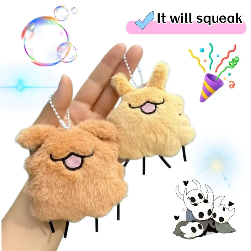 Llavero de peluche de perro pulgón de Anime Hollow Knight con sonido chirriante, colgante para bolso y mochila