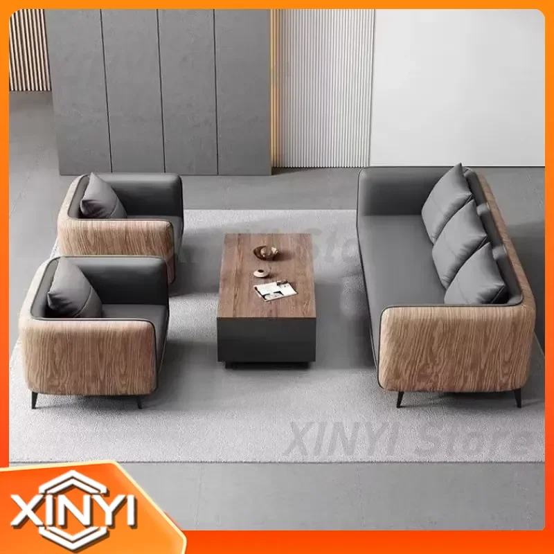 for Boss Manager Supervisor Office Business Modern Guest Area Reception Negotiation Wood Grain Sofa Coffee Table Set Living
