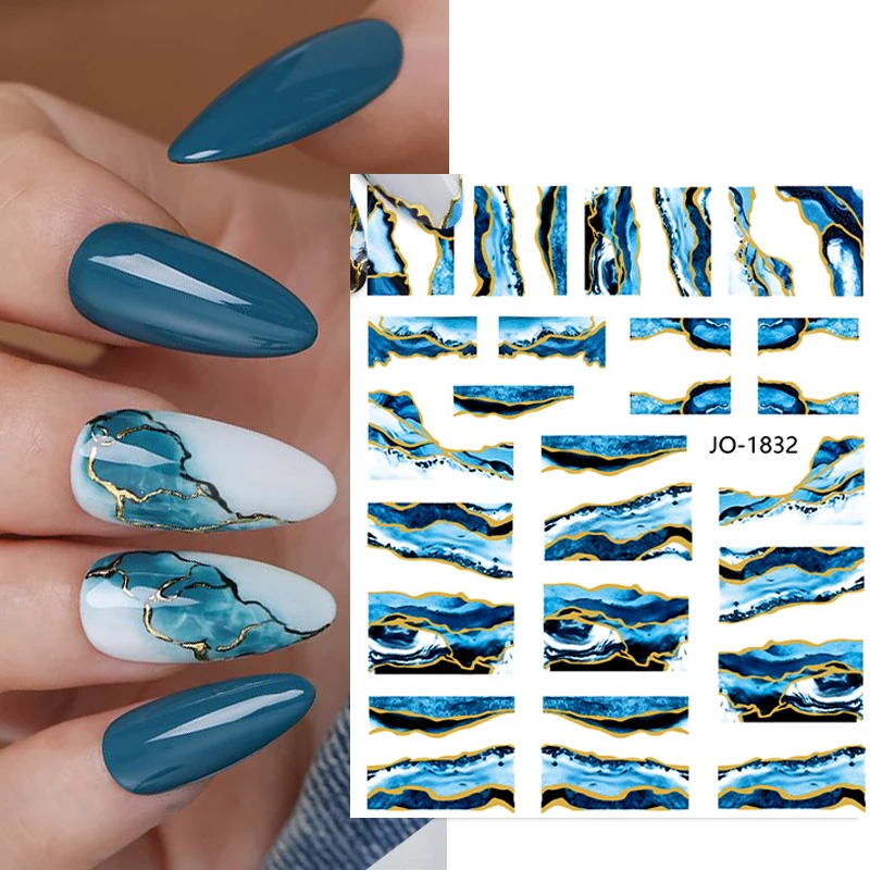 

Nail Art Stickers Ink Blooming Marble Water Decals Flower Leaves Transfer Sliders for Nails Paper Abstract Geometric Lines