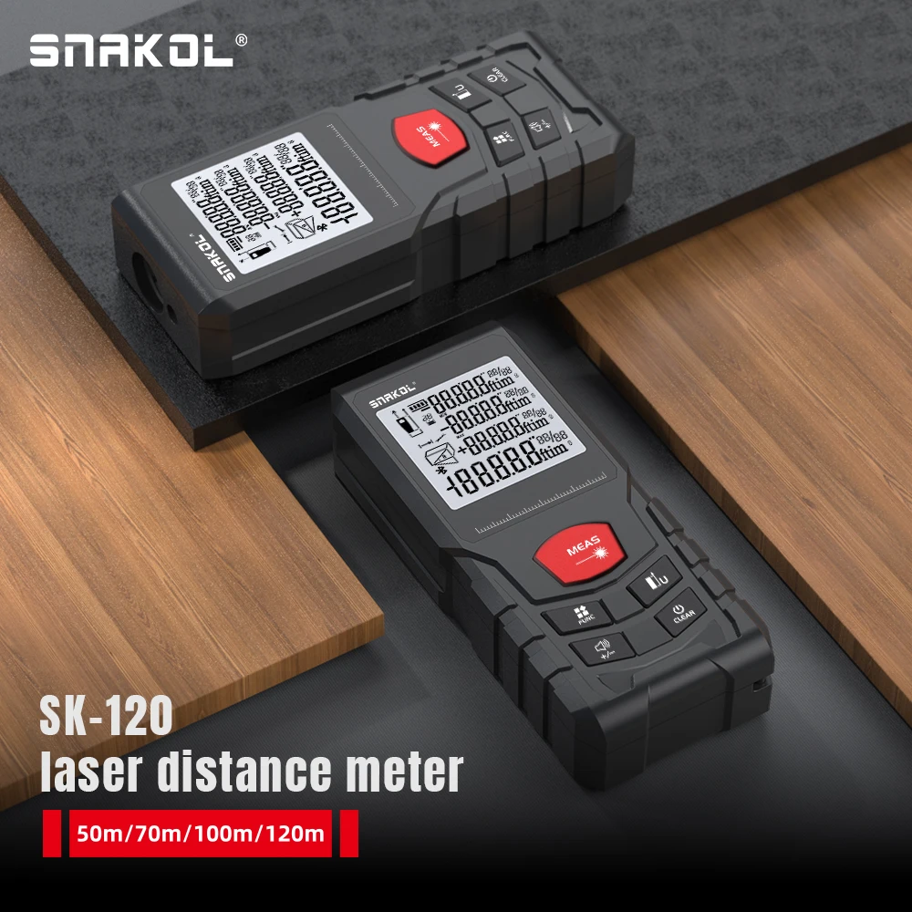 Imagem -03 - Digital Range Finder Snakol Laser Tape Measure Laser Distância Medidor Rangefinder Régua Test Tools 50m 70m 100m 120m Profissional