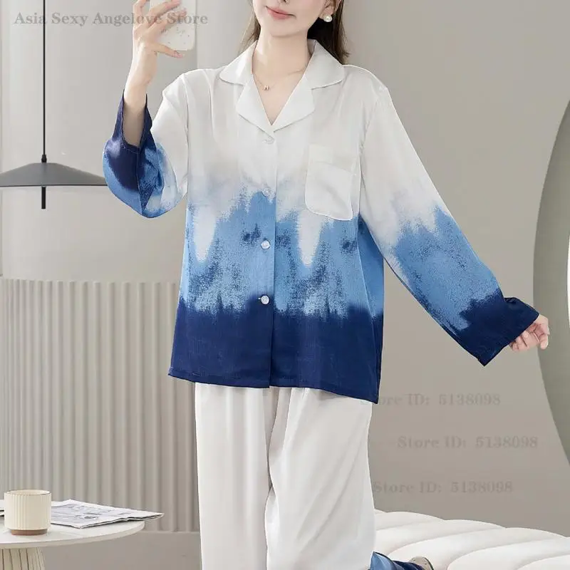 

Женская домашняя одежда, одежда для сна, сексуальное женское белье с длинными рукавами, пижамный комплект из 2 предметов, вискоза, женская элегантная ночная рубашка, свободная повседневная пижама Mujer