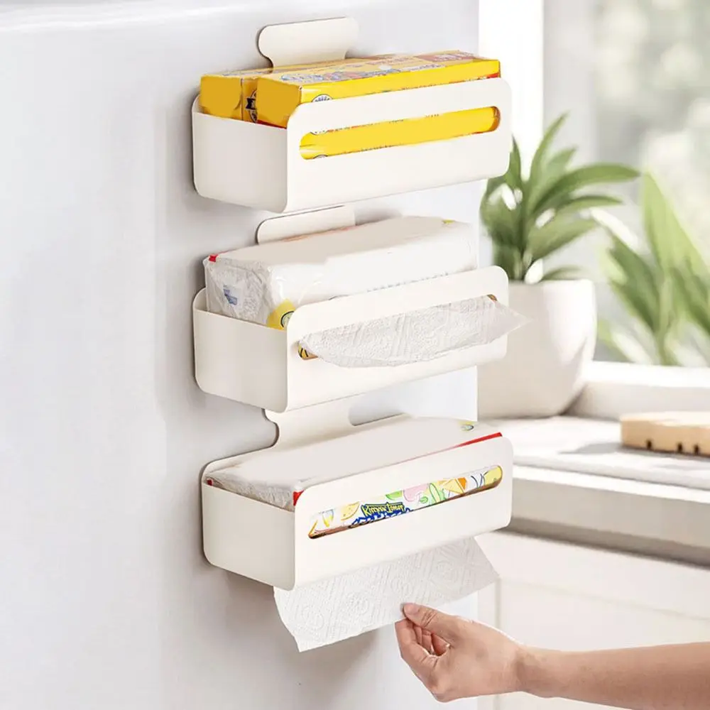 

Punch Free Magnetic Paper Towel Holder Wall Mounted Space Saving Magnetic Storage Box Large Capacity Tissue Dispenser Home