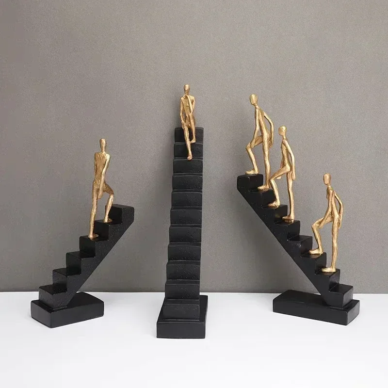 high end quality home decoration creative figurine staircase ornaments gold home decore luxury modern