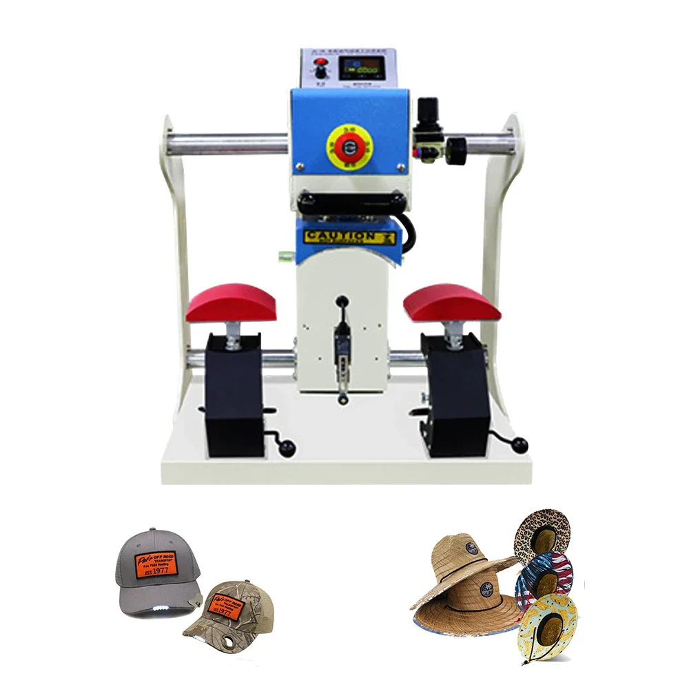 Semi-auto Digital Diy Base Release Front Panel Hat Cap Mould Double Station Pneumatic Heat Press Machine Transfer Pet Film