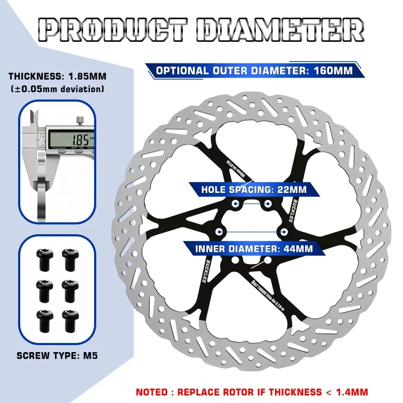 BUCKLOS 자전거 브레이크 로터 140mm 160mm 180mm 203mm 초경량 로드... - 3