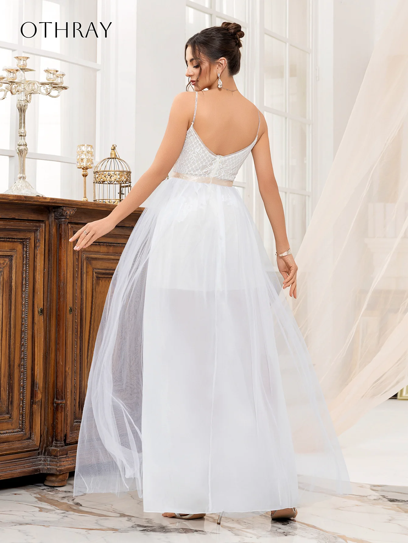 Alças de espaguete renda a linha vestido de noiva sem mangas plissado tule tornozelo comprimento personalizado vestidos de novia