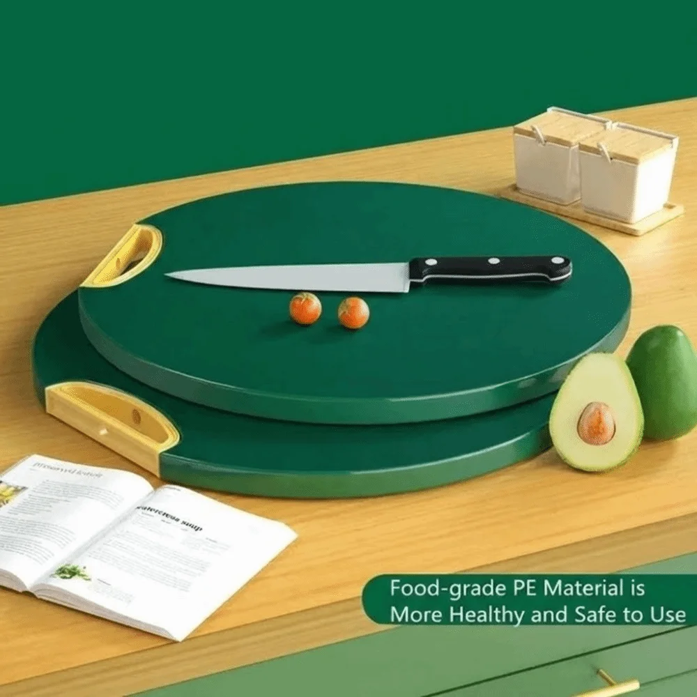 Antibacterial Plastic Cutting Board Non Slip Anti-mildew Vegetable Cutting Board Food Grade BPA-Free Round Chopping Board