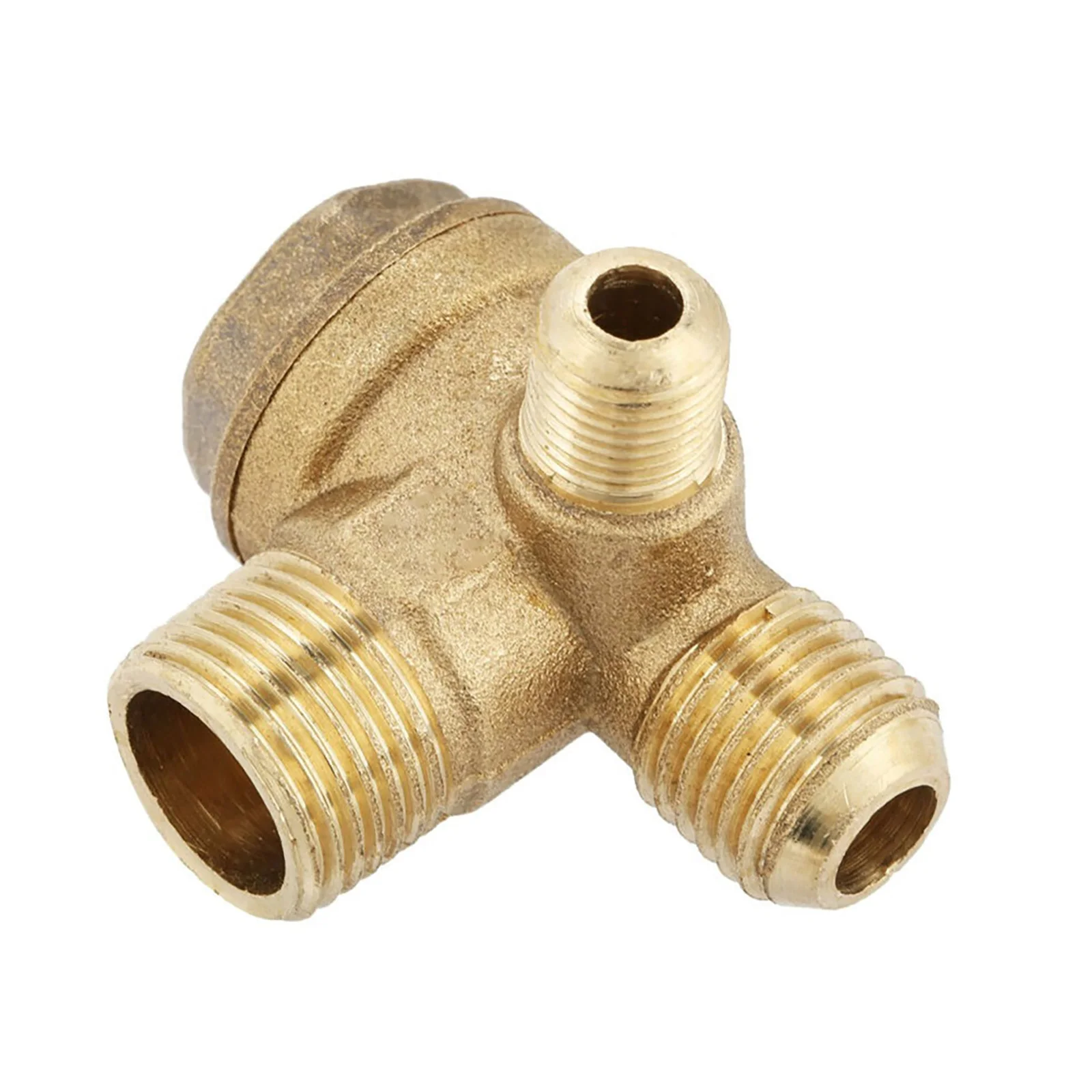 90 Degree Air Compressor Check Valve Replacement, Brass 3-Way One Way Valve for Air Tank, Prevents Leakage Direct Fit