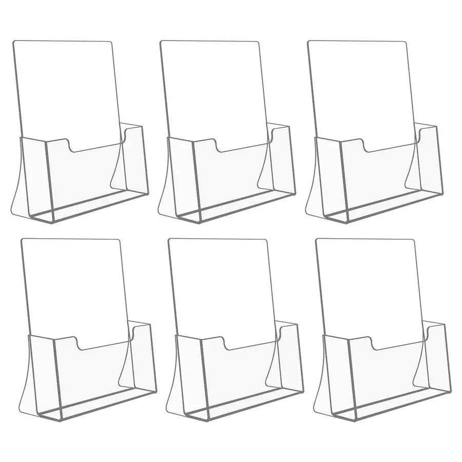 

6 Pack Acrylic Brochure Holder 8.5 x 11 inches, Clear Acrylic Literature Holder Plastic Flyer Display Stand, Acrylic Countertop