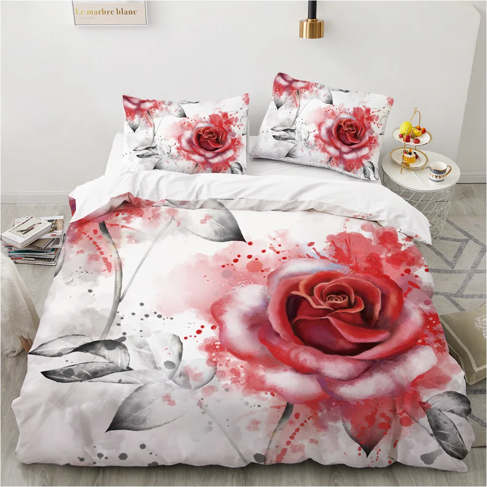 2/3pcs bedding set Digital Print Comfortable Duvet Cover for Home Bedroom Decoration, 1 Duvet Cover and 2pillowcase with Zippers