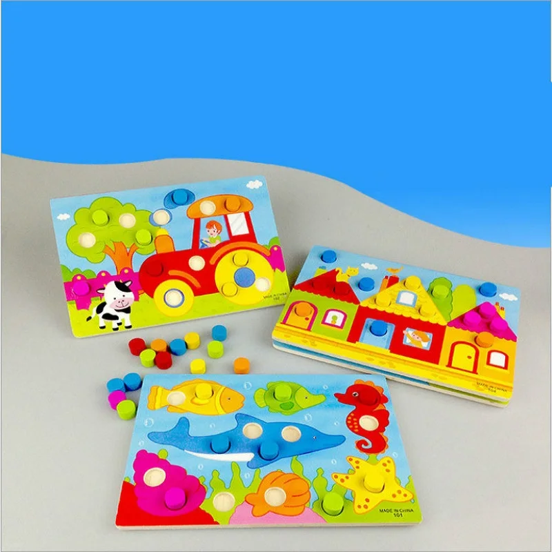 Color Cognition Board Montessori Educational Toys for Children Wooden Toy Jigsaw Early Learning Color Match Game Kids Baby Toys