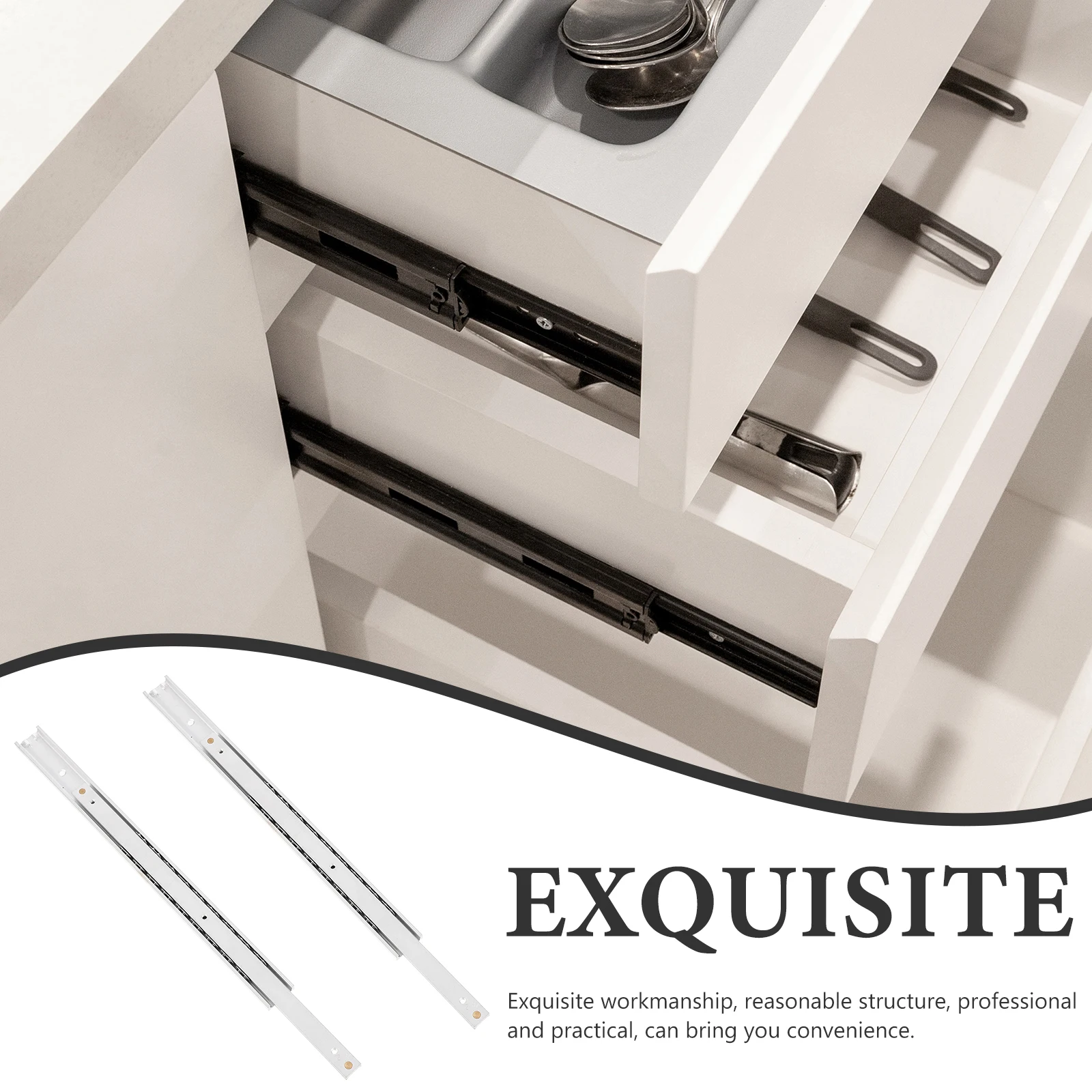 

1Pair Drawer Rail Professional Side Mount Push to Open 200Mm Full Extension Silent Drawer Slides for Cabinets Desk Filing