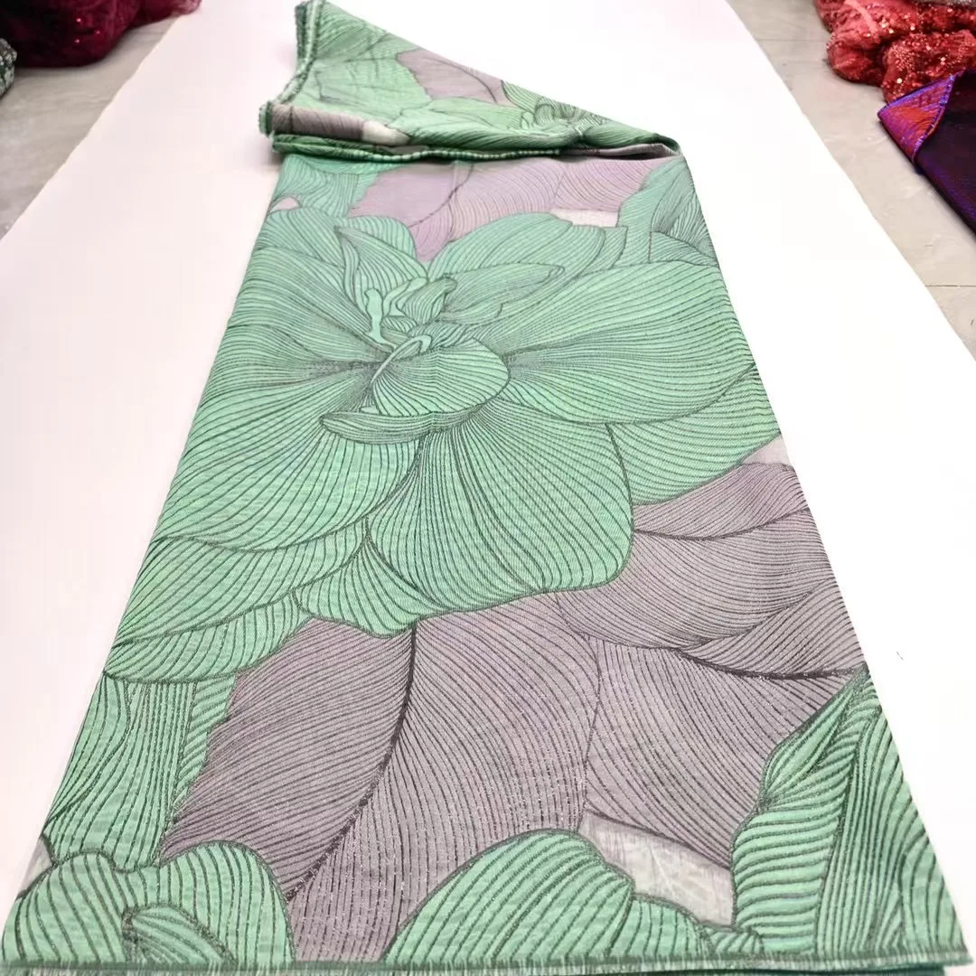 Latest 5 Yards Guinea Brocade Jacquard Fabric African Lace 2025 High Quality Nigerian Brocade Fabrics for Wedding Dress Hmd20102