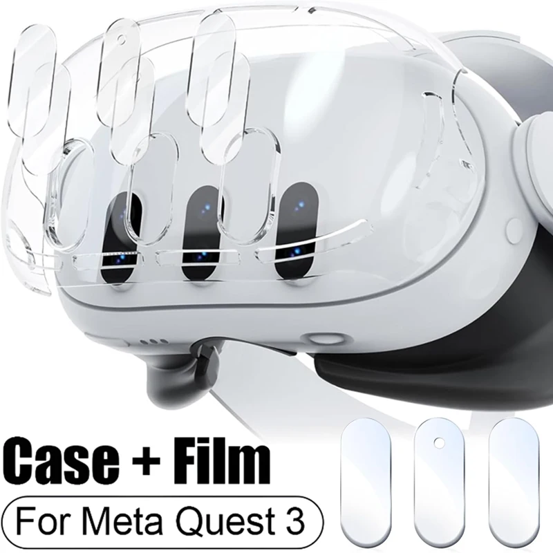 

Transparent Shell Case For Meta Quest 3 VR Headset Protective Cover Case Tempered Glass Lens Film Clear Anti-Scratch For Quest3