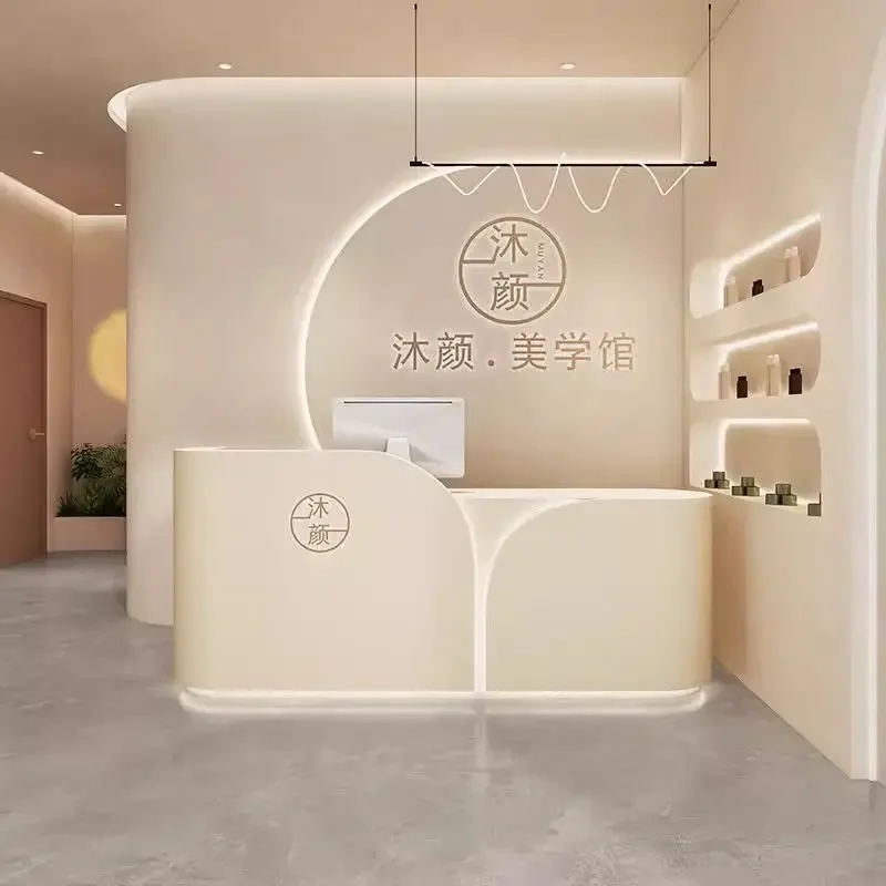 Factory Direct Compatible withCream Wind Clothing Store Small Bar Table Beauty Salon Medical Beauty Front Desk Simple