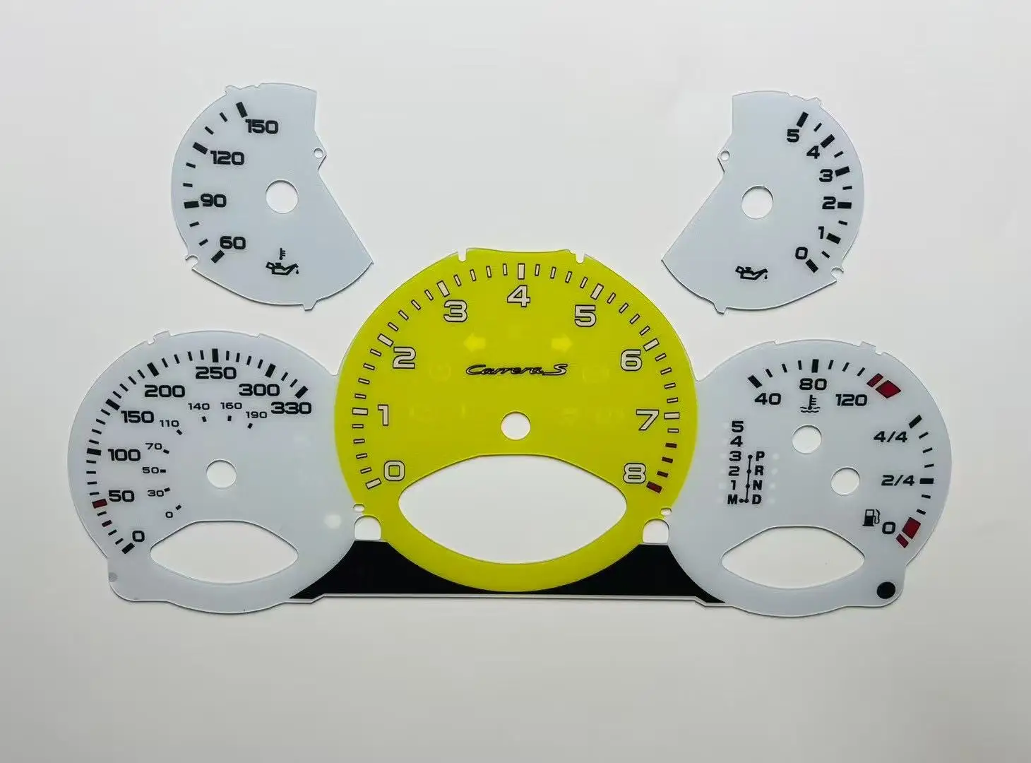 

Automatic Tiptronic Instrument Overlay For Porsche 911 Targa model 997- Gauge Face Converted from MPH to 330km/h 8000RPM